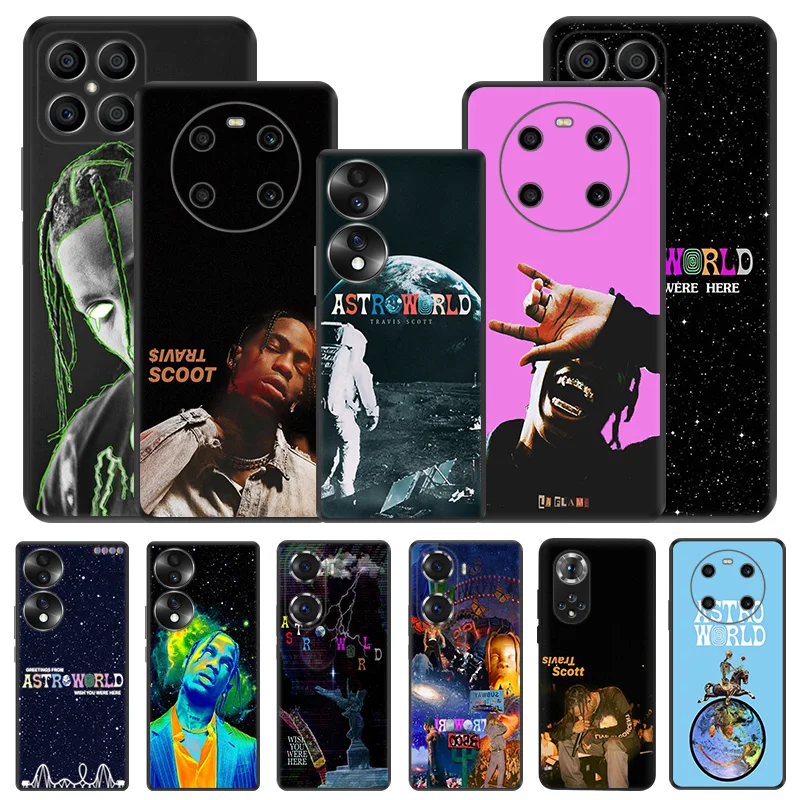 Custodia Nera Opaca Per Telefono Per Honor X7 70 Lite 90 50 20 X6 X8 X8A X9A 8X Magic5 4 Pro Travis Scott Soft Cover