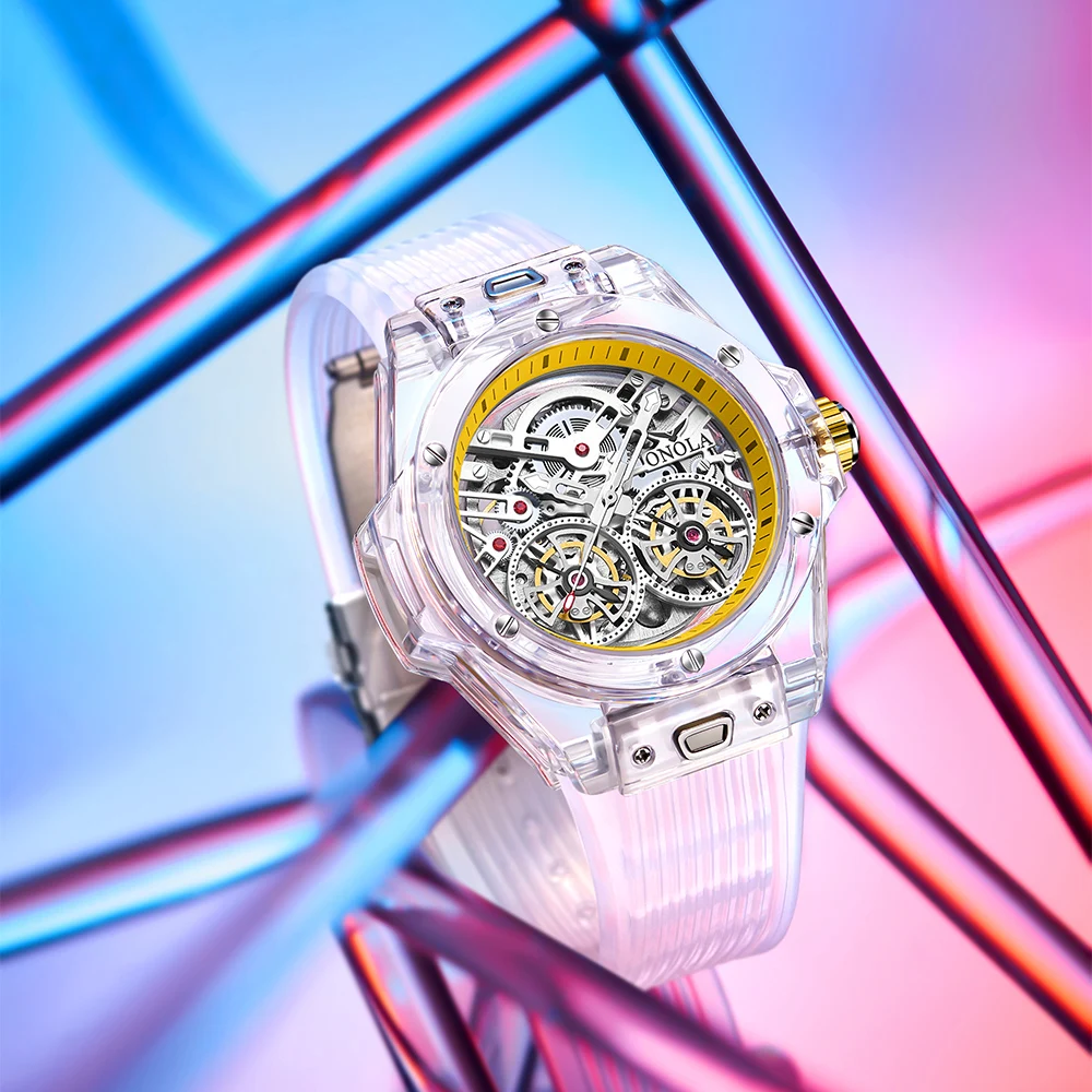 2023 Luxury Mechanical Wristwatch Business Men's Fashion Sports ONOLA Waterproof Hollow Out Watch