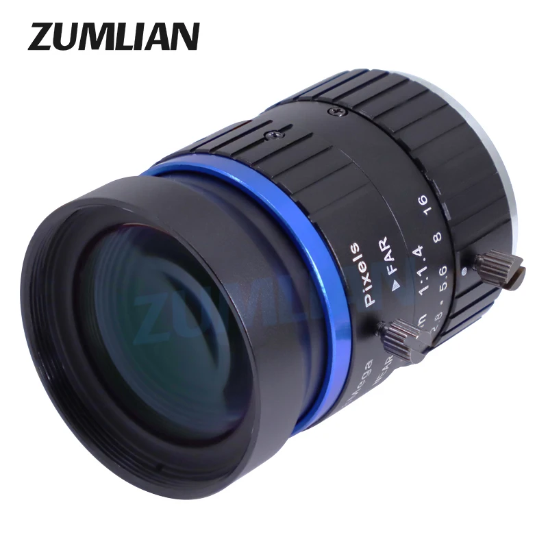 ZUMLIAN 8MP 50mm C-마운트 렌즈 1인치 저왜곡 FA F1.4 수동 아이리스 머신 비전 감시 카메라 고해상도