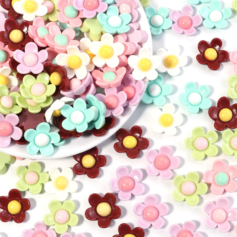 20 teile/los Bunte Blume Flatback Harz Cabochons Blume Cabochon Perlen Für DIY Handwerk Schmuck Machen Dekoration Zubehör – Detail 10