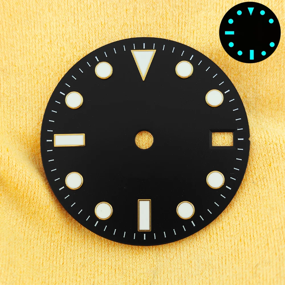 Enhanced Blue Luminous Watch Dial with Calendar - 28.5mm for Face Modification Parts