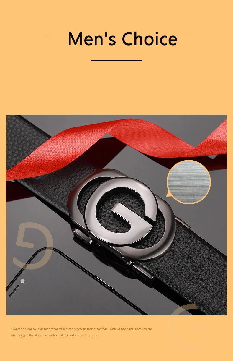 Dinisiton Herren Business automatische Schnalle Pu Gürtel verstellbare Freizeit männliche Riemen automatisch für Männer Geschenke – Detail 2