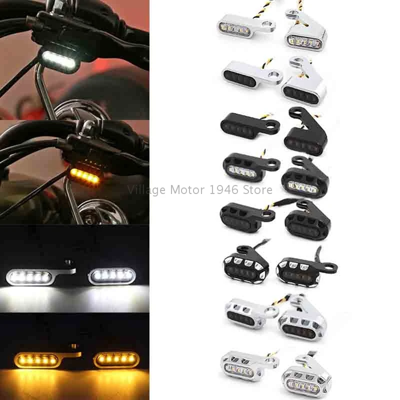 LED Turn Signal Lamps – Amber Blinker Brake Indicators For Harley Sportster 2004-2021, Chrome Housing