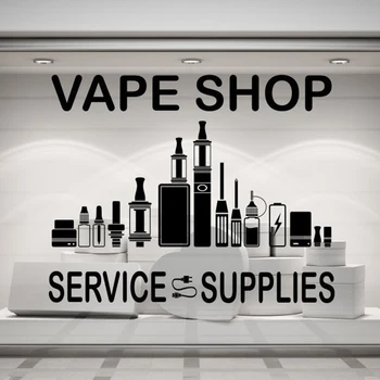 Vape Shop 전자 담배 서비스 및 용품, 창문 벽 스티커, 데칼 비닐 상점 장식, 방수