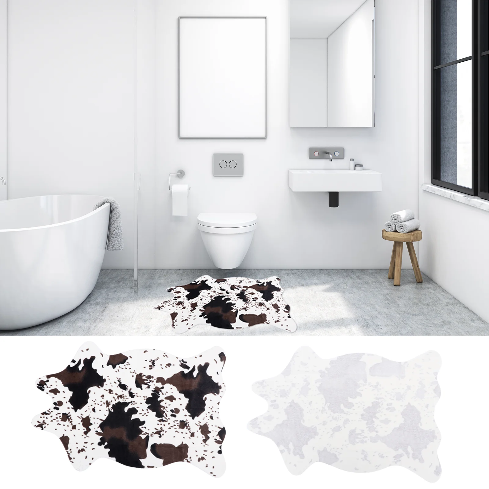 

Imitation Cowhide Rug Faux Special Shape Carpet Irregular Simulation Floor Mat Household Plain Weave