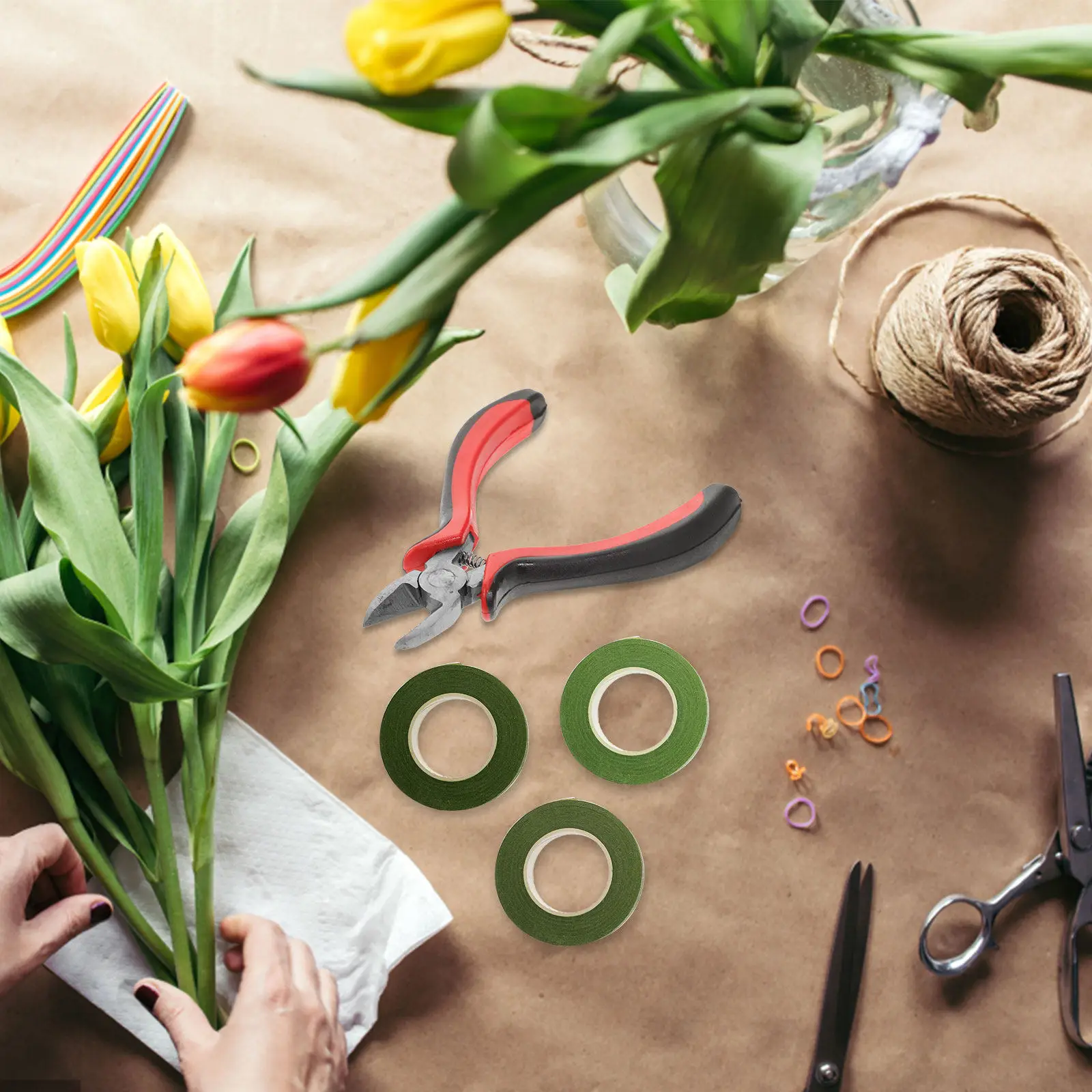 꽃꽂이 도구 키트, 유연한 와이어, 튼튼한 테이프, DIY 공예, 웨딩 부케 장식, 꽃꽂이 도구