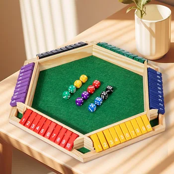 Gioco dei Dadi Shut the Box per 4/6 Giocatori, Tavola in Legno, Gioco da Tavolo Matematico a Sei Facce, Divertimento da Interno