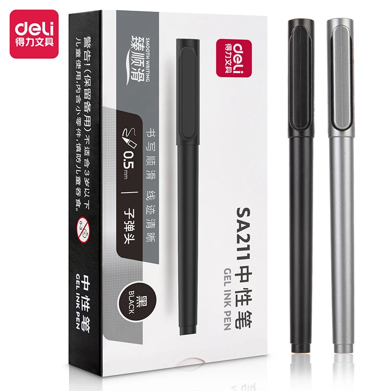 12Pcs DELI SA211 Neutral Pen 0.5mm Smooth Black Ink Supplies School Office Stationery deli 8937 harry potter penholder supplies school office stationery gift student