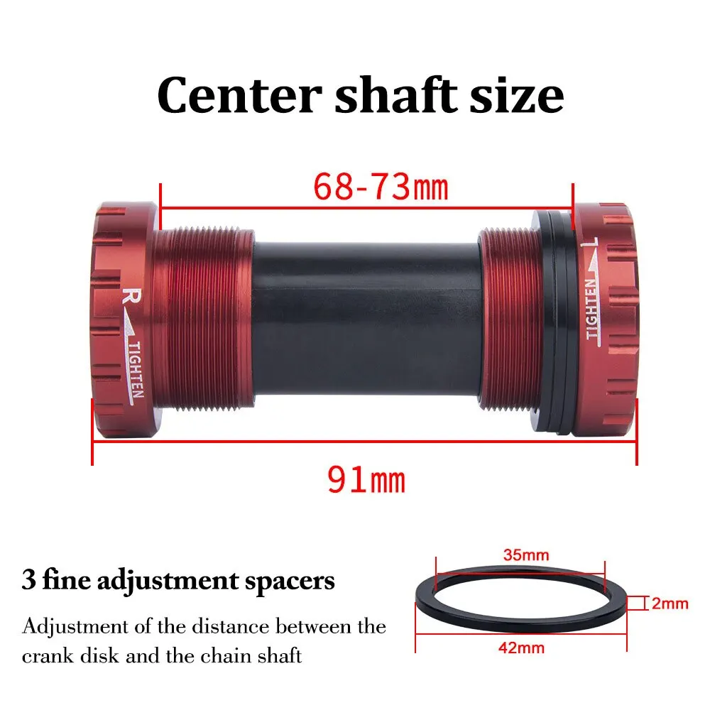 Bicycle Bottom Bracket BOLANY BB91 Bicycle Center Shaft Mountainous Road Bike Bottom Sealed Bearing Threaded Center Shaft Bicycle Accessories