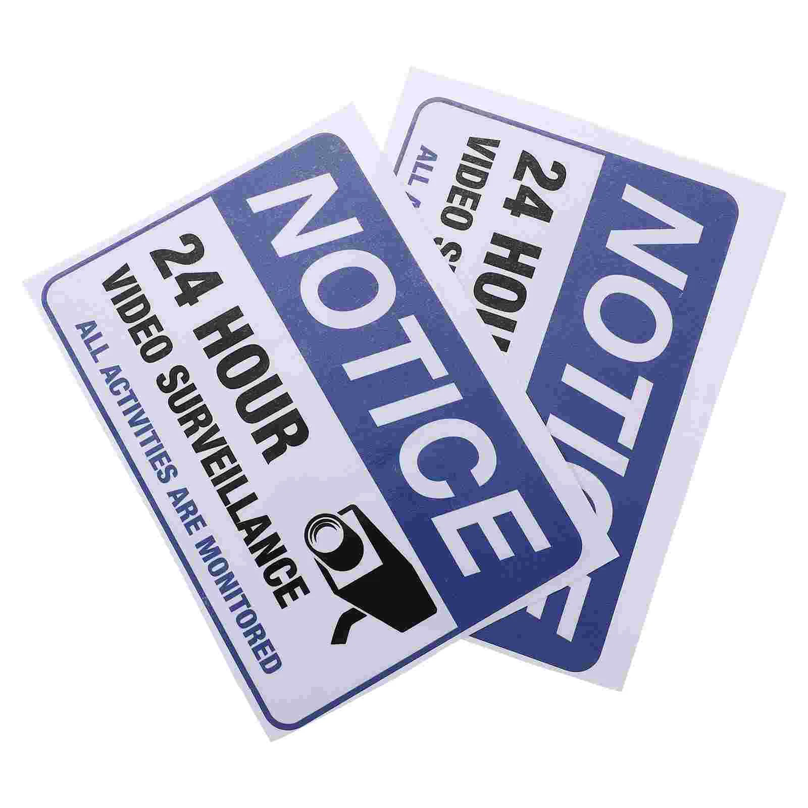

2 Pcs Monitoring Warning Stickers Monitored Car Adhesive Caution Decal Applique