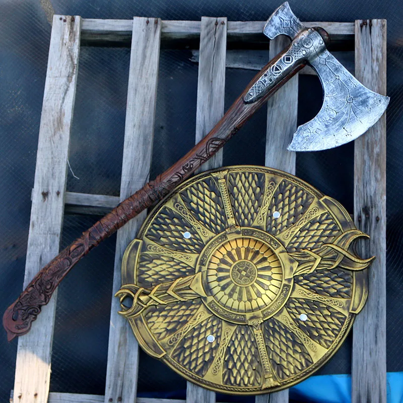 God of War Guardian Shield Cosplay Hammer Prop Weapon - Rubber Unsharpened Chaos Blade Thunder Axe