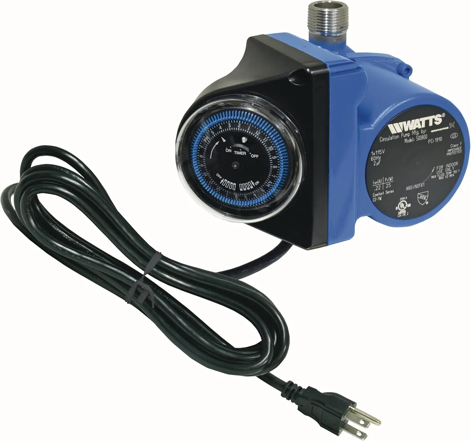 Watts Hot Water Recirculation System with Programmable Timer for Tank Water Heaters Instant Hot 120V Pump 10 ft Cord