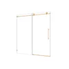 6076 Brushed Gold frameless one fixed and one shifted Shower Door,70MM 304 stainless steel large pulleys with adjustable 2