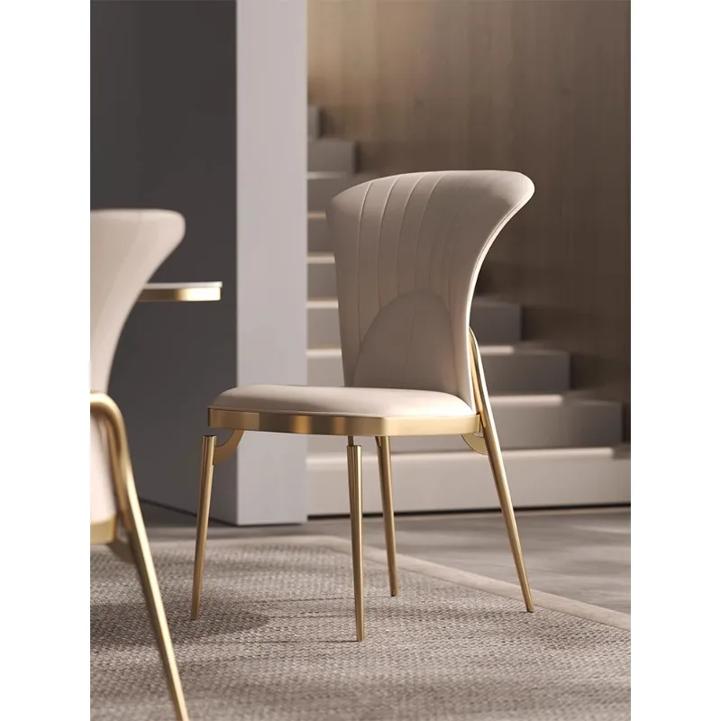 

Light luxury dining chair home modern simple designer new dining table and chair combination stainless steel high-end dining tab