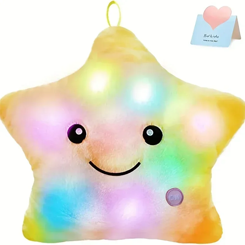 Five-pointed star Luminous Pillow Soft Stuffed Plush Glow Colorful Star Cushion LED Light Toys For Children Kids Birthday Gifts