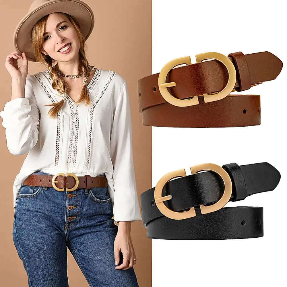 

2022 PU Leather Belt Women Geometry Buckle Pin Buckle Jeans Belt Female Vintage Waistband Clothing Accessories Decorative Belt