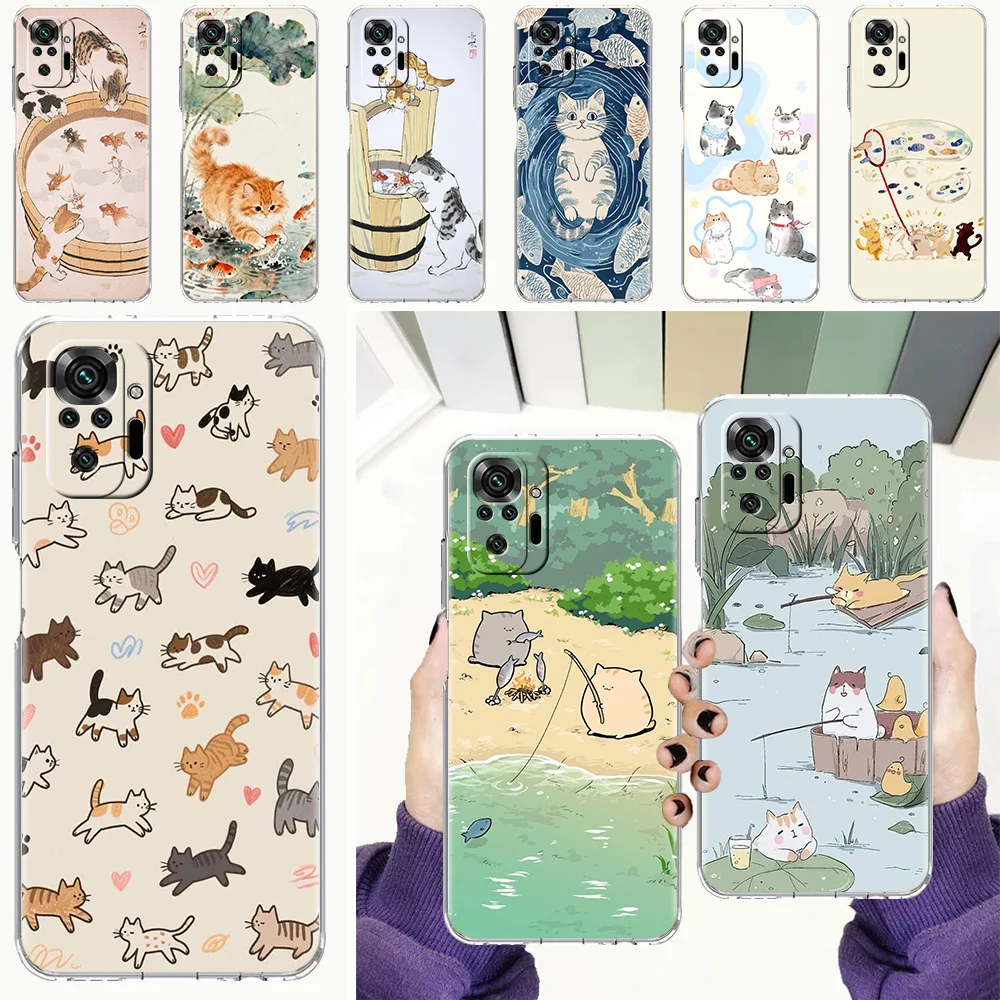Cat Fishing Design Soft TPU Phone Case Cover