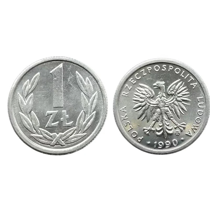 

1990, Польша, 1 монета Zlotti, алюминиевая монета 16 мм, абсолютно новая