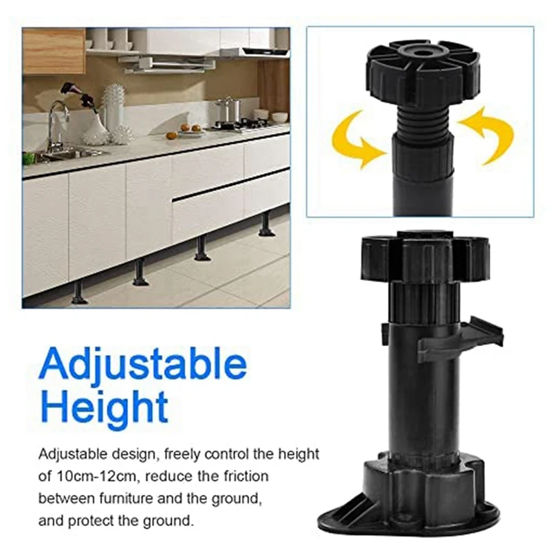 

40Pcs Furniture Feet Adjustable Cupboard Foot Leg Unit Cabinet Legs With Kick Board Clips For Kitchen Bathroom Cabinet