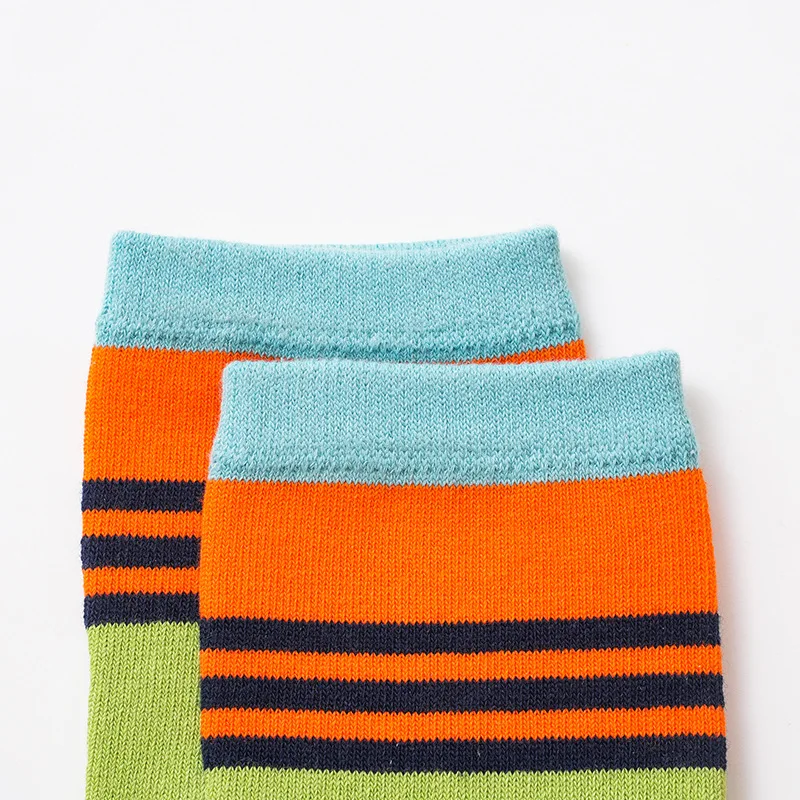 5 Paar Herren-Fünf-Finger-Socken, bunt gestreift, 100 % Baumwolle, atmungsaktiv, antibakteriell, lässige Zehensocken zum Laufen, Freizeit – Detail 3