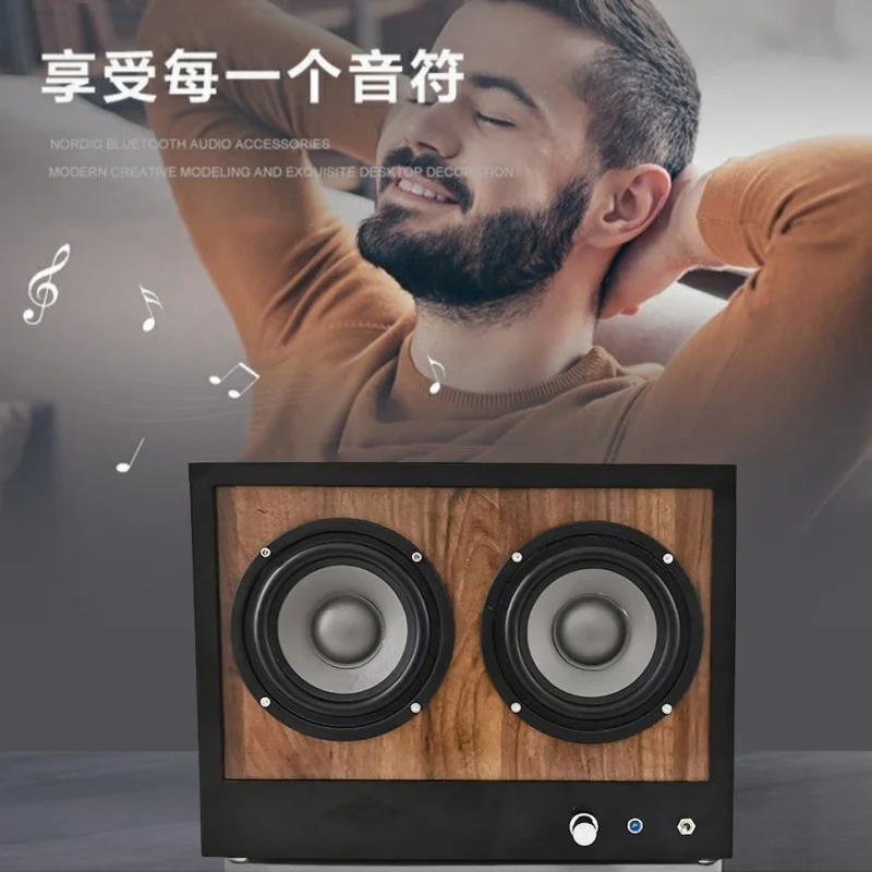 Vintage wooden wireless Bluetooth speaker high-power metal subwoofer Living room desktop decoration Festival gifts caixa de som