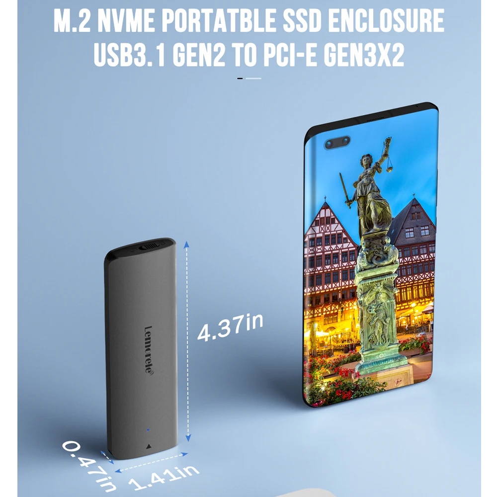 SSD Enclosure M.2 NVMe USB 3.1 10Gbps PCIe M.2 SSD Case Enclosure External for External Hard Drive M/B + M Key