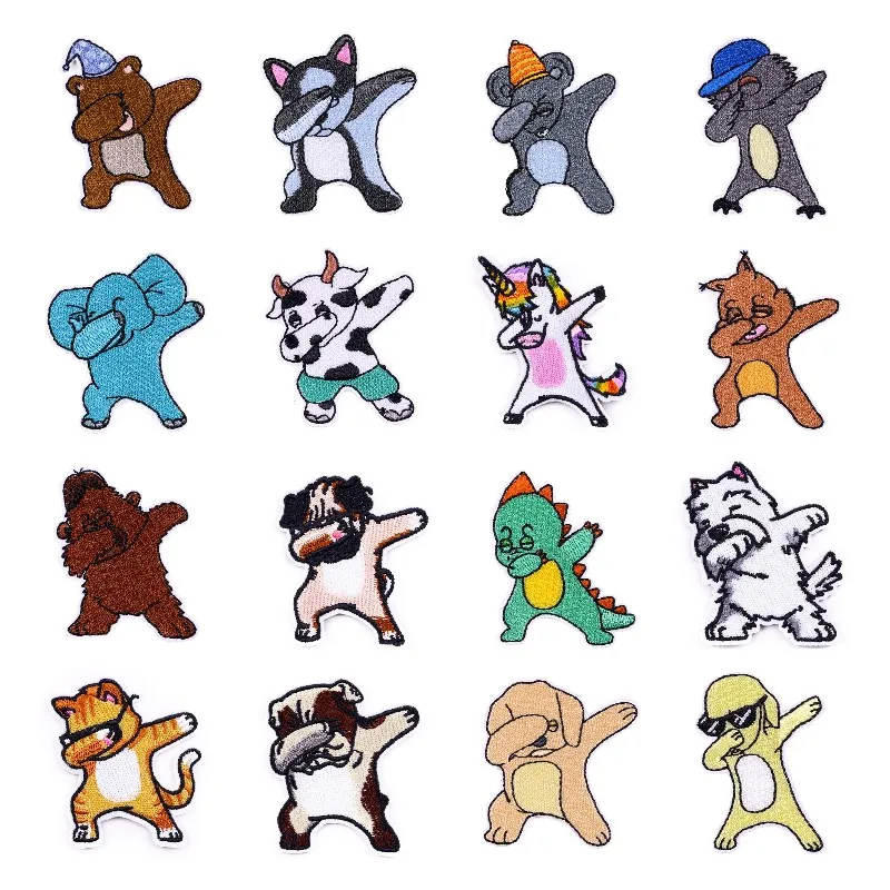 Мультяшные вышитые нашивки динозавров на одежду единорог животные термоклейкие