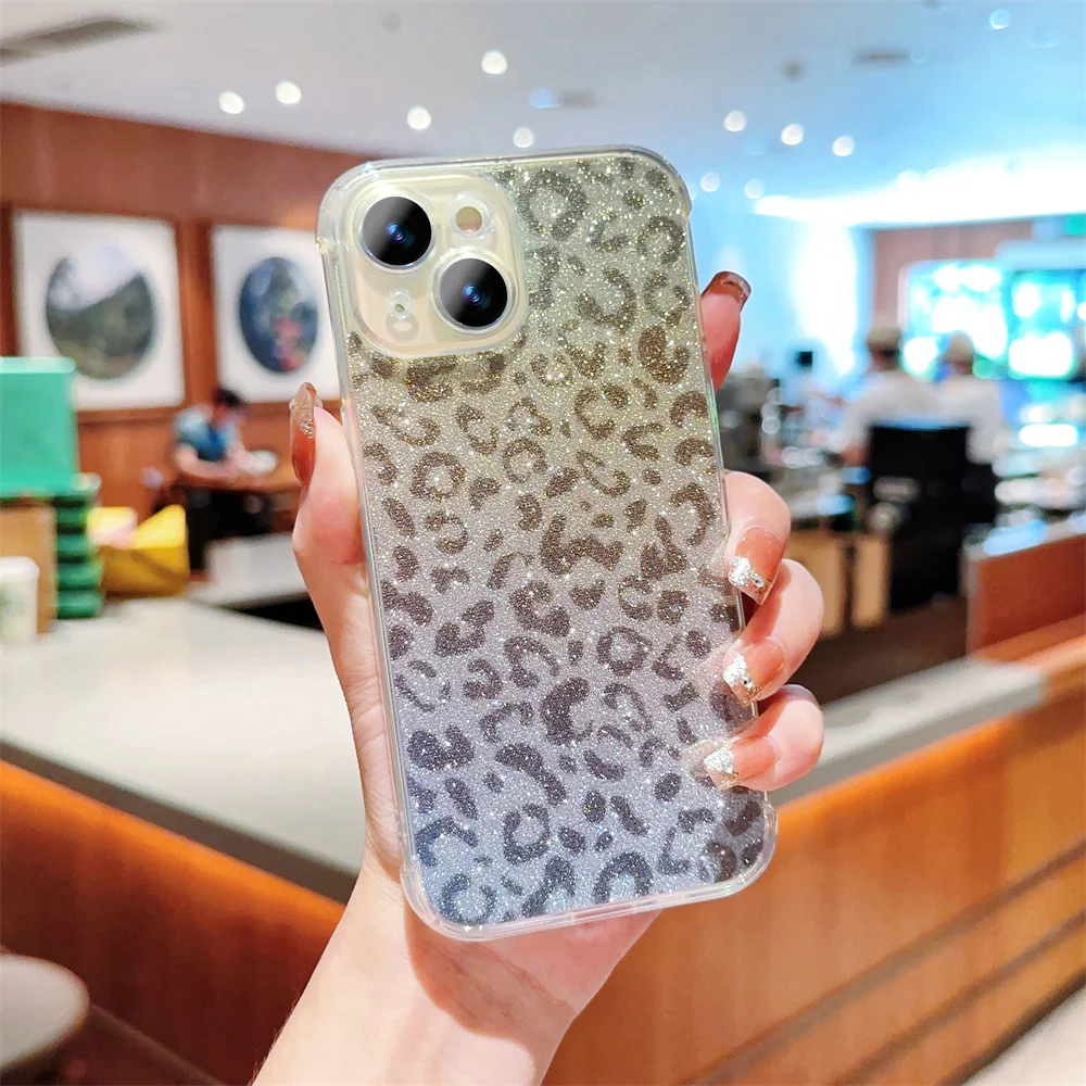 „Lase Leopad“ apsauginis telefono dėklas, skirtas „iPhone 15“, 14, 13, 12, 11, „Po Max Mini XR XS X 7 8 Plus“ ir atsparus smūgiams, minkštas TPU dėklas._voghion.com