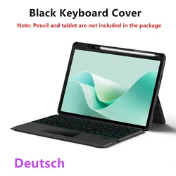Premium Backlit TouchPad Keyboard with Pen Holder - Enhanced Case for Matepad 11.5 2023 (Black German)
