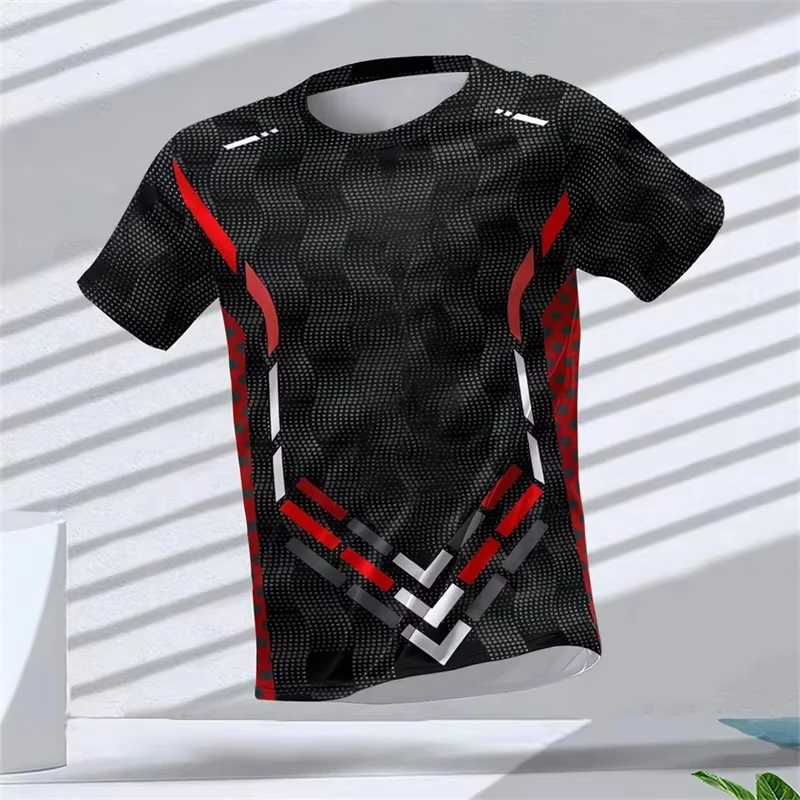T-shirt sportive da corsa alla moda per uomo, estive, casual, per fitness all'aperto, con stampa 3D, ampie e traspiranti. - immagine 5