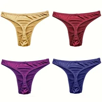 Sous-vêtements Sexy pour hommes, Lingerie Gay, string Sissy, respirant, dos en T, taille basse, Satin soyeux, solide, SMLXL2XL3XL 1