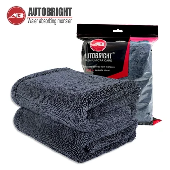 AUTOBRIGHT Microfiber 1300gsm One wipe drying Towel Car Wash Twist Cloth Premium Cloth Thicken Soft Professional Car Cleaning 1