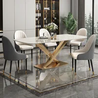 Modern Rectangle Dining Table Set with 6 Chairs – Stainless Steel Frame, Elegant Dining Room Design - Image 4