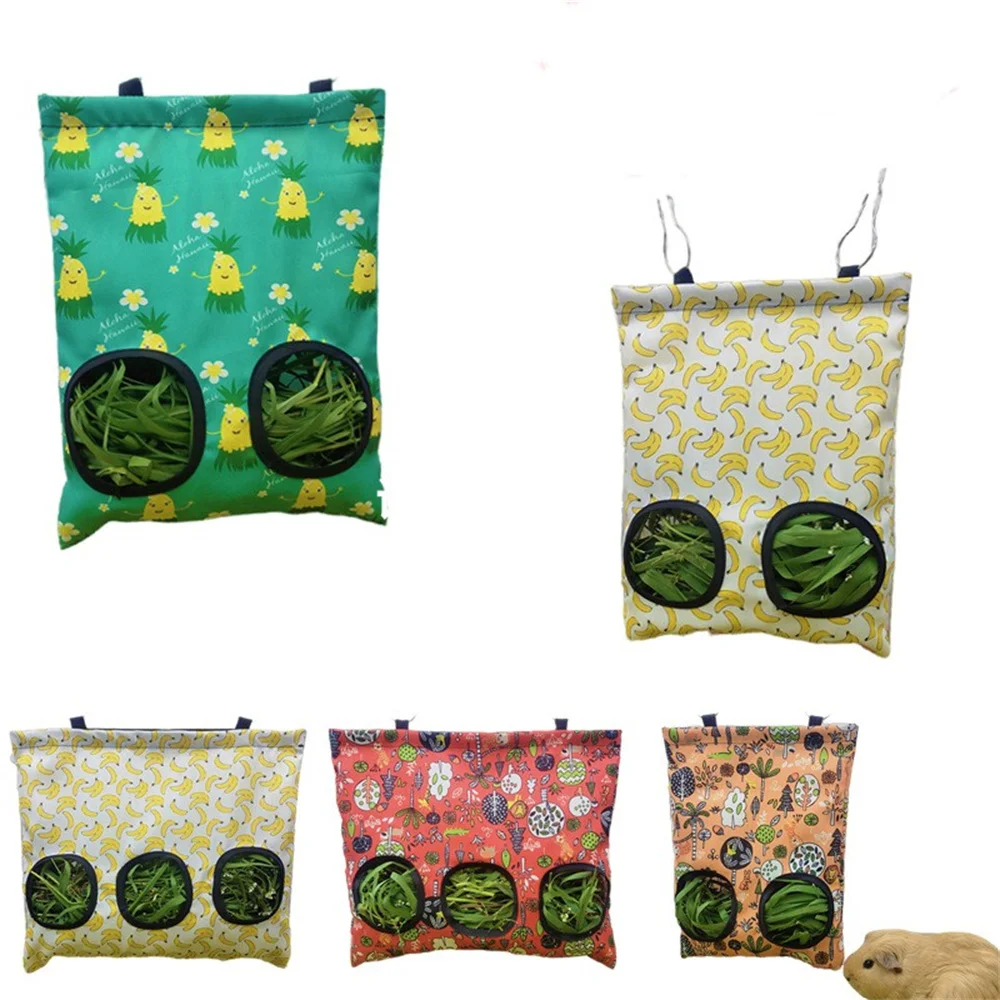 Guinea Pig Hay Feeder with Hooks, Hanging Hamster Dispenser, Pet Food Bags, Cute Pattern, Squirrel, Rabbit, Moles, Straw Storage