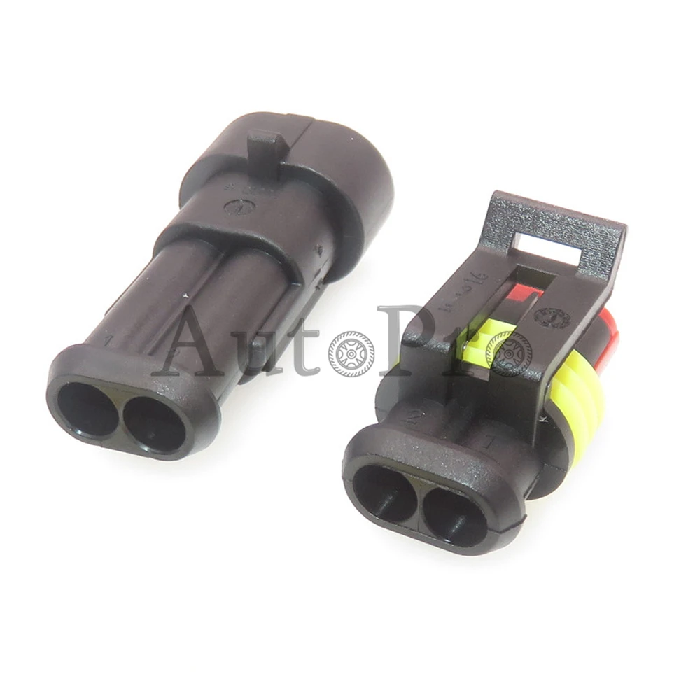 1 Set 2 Hole AC Assembly Car Waterproof Plastic Housing Electric Wire Connector 282080-2 282104-1 Auto Male Plug Female Socket