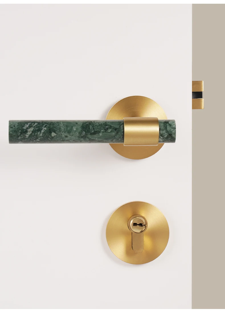 Dooroom Messing-Türschloss-Set, Marmor, leicht, luxuriös, nordischer Stil, Türgriff, Interir-Hardware, Schlafzimmer, Wohnzimmer, Badezimmer – Detail 7