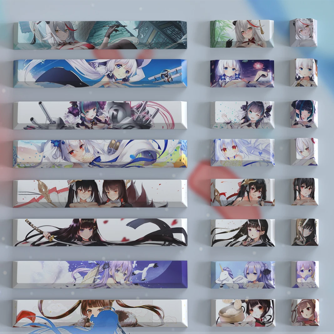 Azur Lane Keycaps Grupo Barra de Espaço 6.25u Esc 2.25u Entrar Pbt Tintura Subbed Anime Gaming Agir Perfil Cereja Chaves