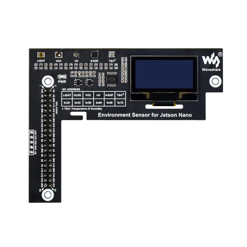 Environment Sensors Module for Jetson Nano, I2C Bus,1.3inch OLED Display