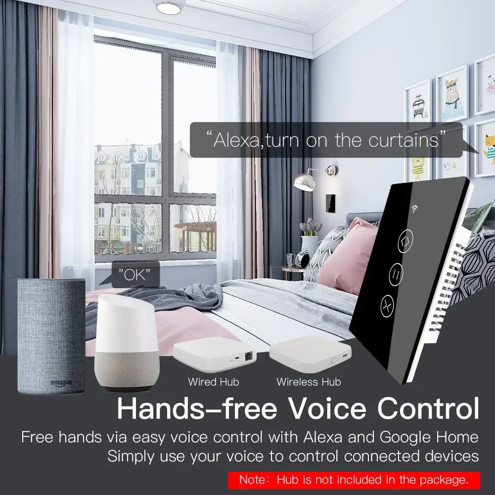 ZigBee RF 스마트 터치 커튼 스위치 롤러 블라인드 셔터, 투야 스마트 앱 무선 제어 릴레이 상태, 알렉사 구글과 작동