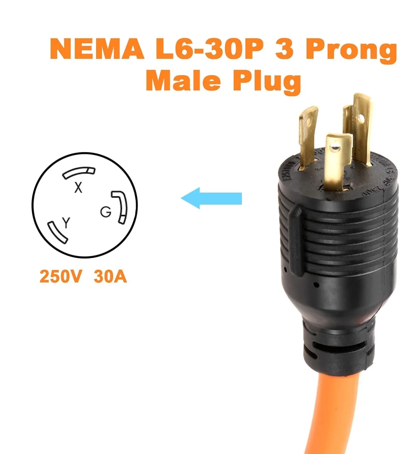 NEMA L6-30P 발전기 남성용 커넥터에서 6-50R 용접기 여성용 커넥터로 전환 어댑터 코드 1.5FT 건조기 EV 충전기 전원 연결 30에서 50암페어