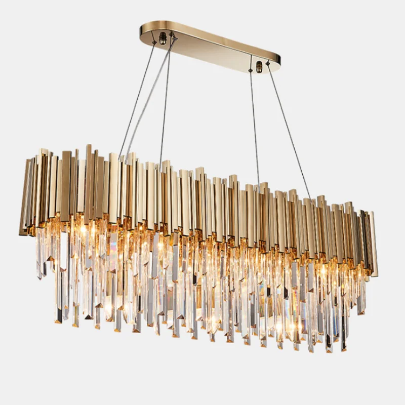 

Современная хрустальная люстра для гостиной, овальные роскошные золотые круглые люстры из нержавеющей стали, освещение