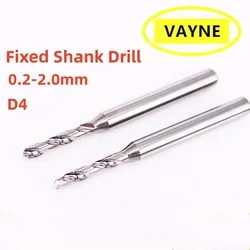 2PCS Micro small Tungsten steel fixed shank drill integral carbide stainless steel twist Drill 0.2-2.0mm*D4 shank