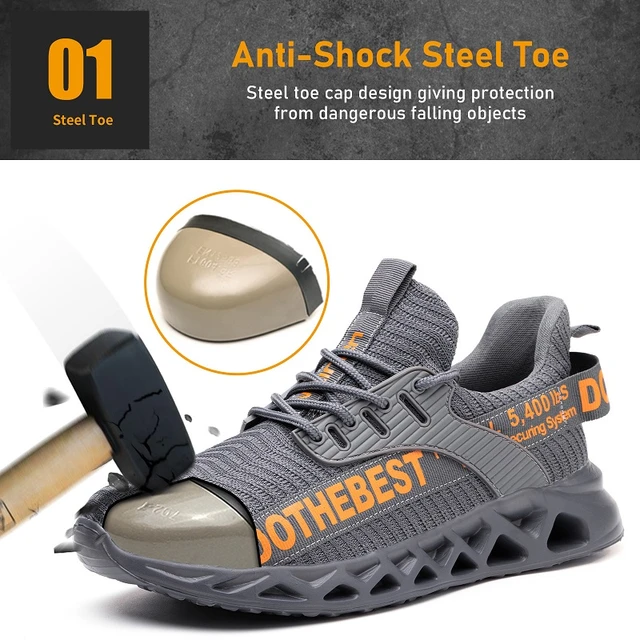 Zapatos de seguridad para hombre y mujer, zapatillas de trabajo con punta de  acero, botas de seguridad ligeras, zapatos con punta de acero - AliExpress
