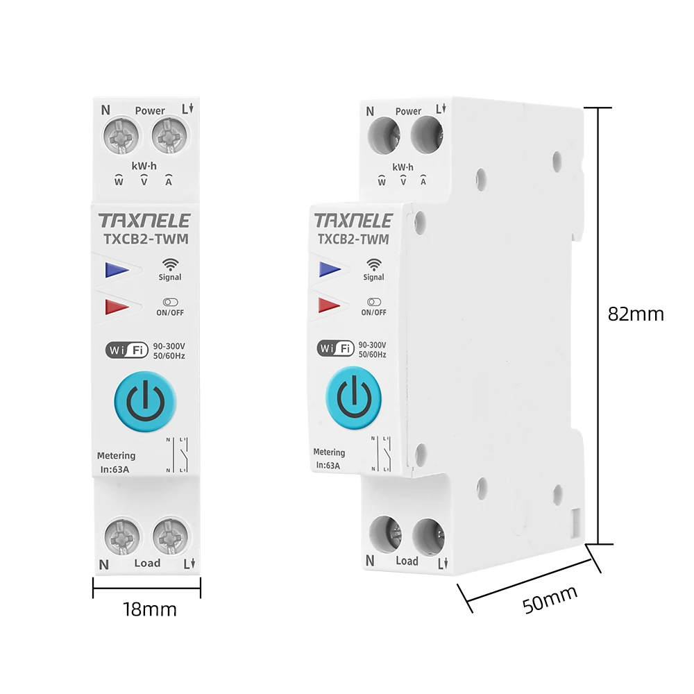 1P+N WIFI Smart Switch Energy Meter KWh Metering Monitoring Circuit Breaker Timer Relay MCB TUYA Smart Life 110VAC 230VAC
