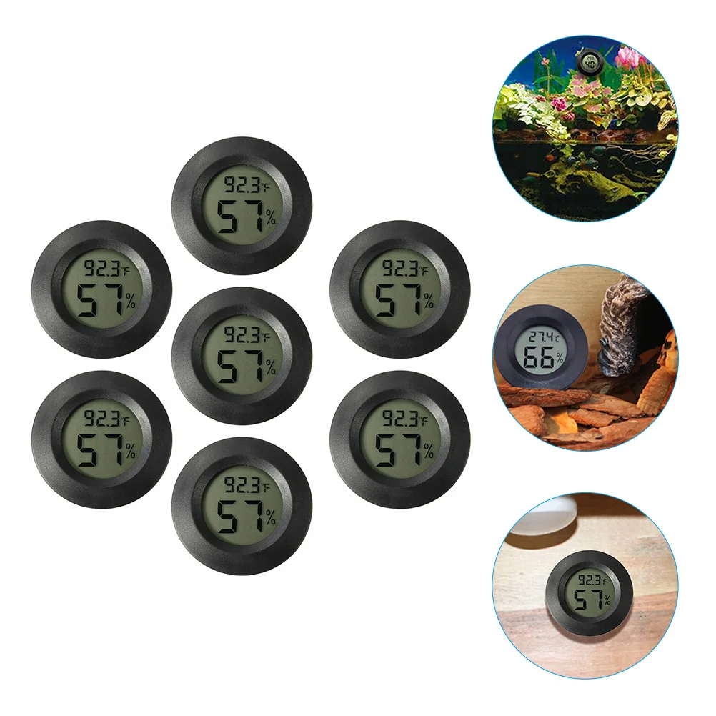 

7 Pcs Fish Tank Accessories Round -Hygrometer Temperature Gauge Snake Leopard Print Humidity