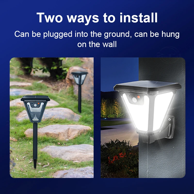 5000K Solar Pathway Garden Decor Lights Outdoor With Motion Sensor IP65 Waterproof Solar Lamp Patio Yard Lawn Sunlight Wall Lamp 4