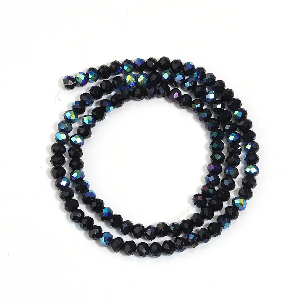 4 6 8 mm Rondelle facettierte Kristallperlen schwarz AB Glas lose Distanzperlen für Schmuckherstellung DIY Armbänder Halskette Zubehör – Detail 8