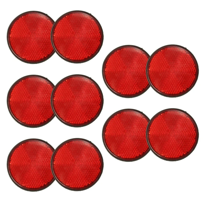 

10Pcs Round Red Reflector Universal For Motorcycle ATV 5.6 X 0.8Cm