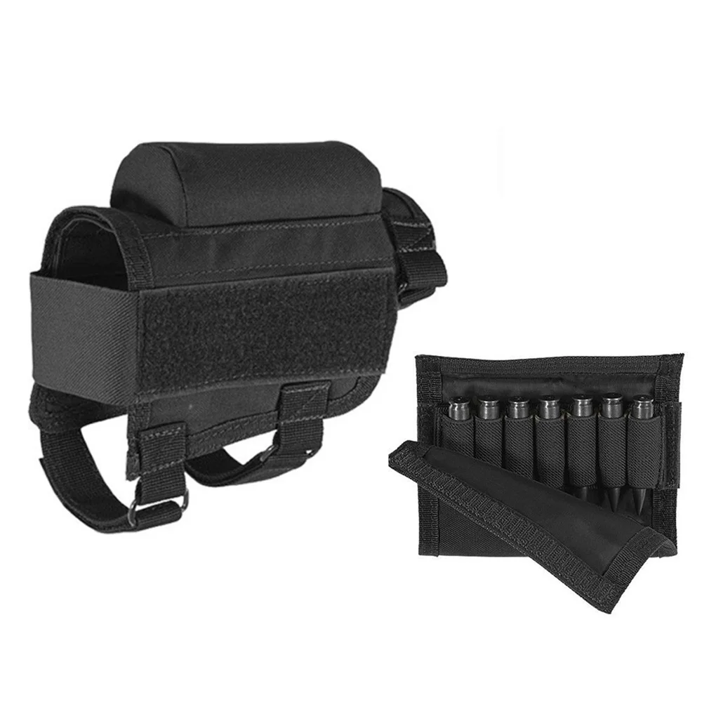 Tactical Rifle Buttstock Cheek Rest Ammo Cartridges Bag Bullet Holder Nylon Riser Pad Hunting