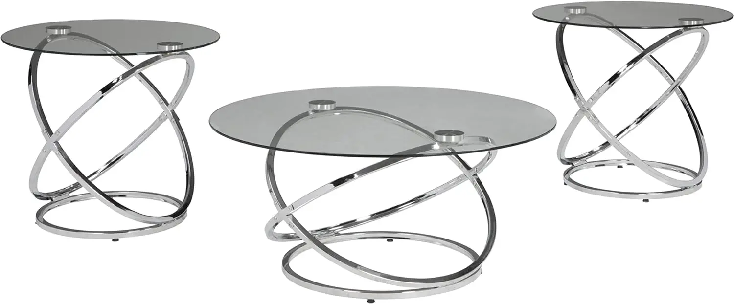 

Design by Ashley Hollynyx Contemporary Round 3-Piece Occasional Table Set, Includes Coffee Table and 2 End Tables